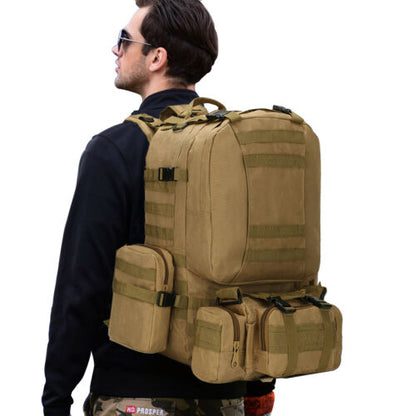 60L Tactical-Style Backpack with Three Detachable Pouches, MOLLE Webbing and Six Color Checkout Options