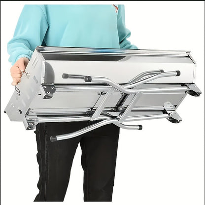 Folding Charcoal Grill with Stainless-Steel-Labeled Frame, Lower Shelf and Large or Extra-Large Package Options