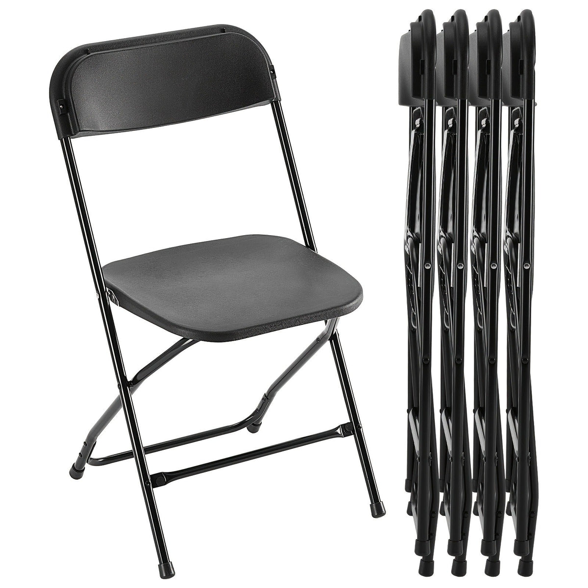 White or Black Molded-Seat Folding Chair Sets in 4, 6, 8, 10 or 20-Piece Checkouts Pictured