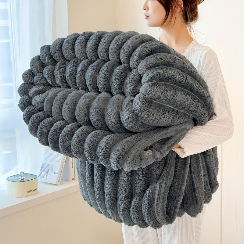 Channel-Textured Throw Blanket in Seven Colors and Four Displayed Size Options from 50 x 60 to 108 x 90 Inches