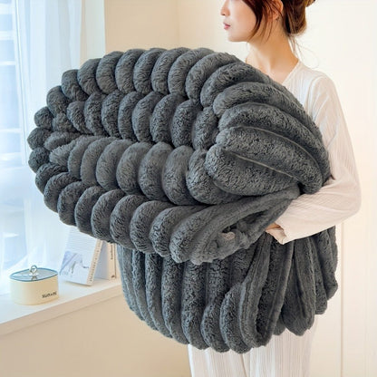 Channel-Textured Throw Blanket in Seven Colors and Four Displayed Size Options from 50 x 60 to 108 x 90 Inches