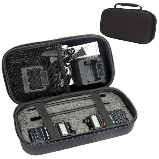 Hard Shell Walkie Talkie Case for Baofeng UV-5R BF-F8HP UV-82 UV-S9 Plus BF-888S GM-15 Pro – Handheld Ham Radio Hard Storage Carrying Bag with Soft Lining for Radio & Accessories