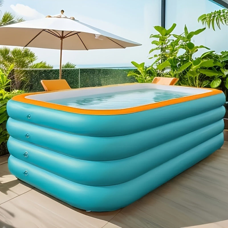 Inflatable Swimming Pool for Family Adults Kids, Large Above Ground Outdoor Backyard Pool, 4-Layer PVC Thickened Blow Up Pool for Patio Garden Party Summer