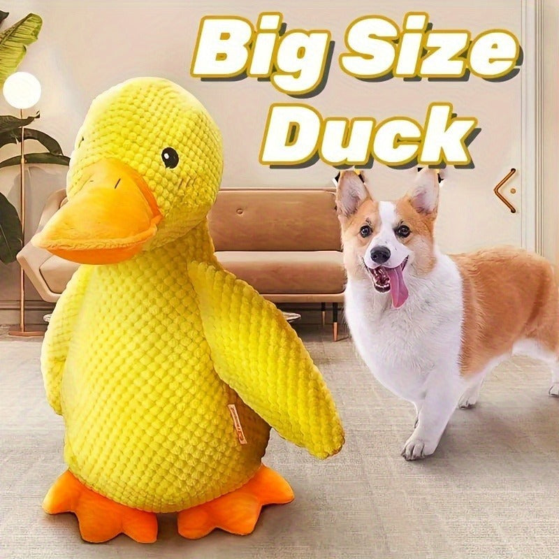 Dog Toy Large Yellow Duck Plush with Built-In Squeaker for Chew, Fetch, Tug and Cuddle Play