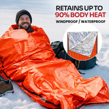 Emergency Mylar Bivy Sleeping Bag in Single-Sack Checkout Configuration for Camping and Preparedness
