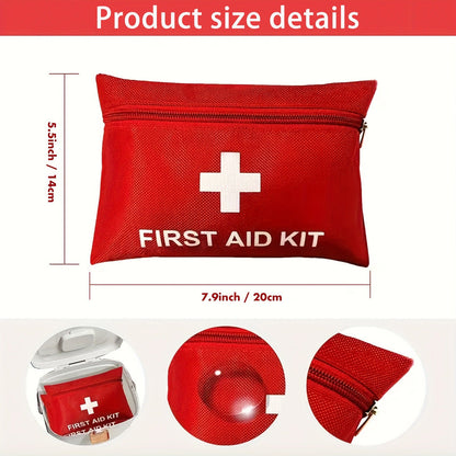 Sixteen Empty Red First Aid Storage Pouches with Full-Open Zippers, White Cross Print and 20 x 14 cm Size