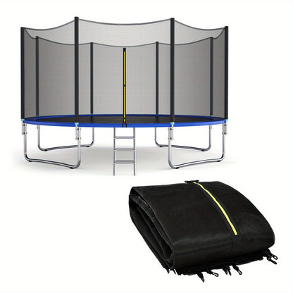Trampoline Safety Net Replacement 12FT 14FT – PE Enclosure Net with Zipper Door & Safety Buckles for 8 Straight Poles