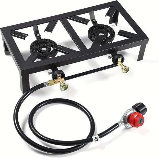 Propane Camping Stove with CSA Regulator & Gas Hose – Single or Double Burner | Heavy Duty Portable Gas Cooker for Camping, BBQ, RV & Outdoor Cooking