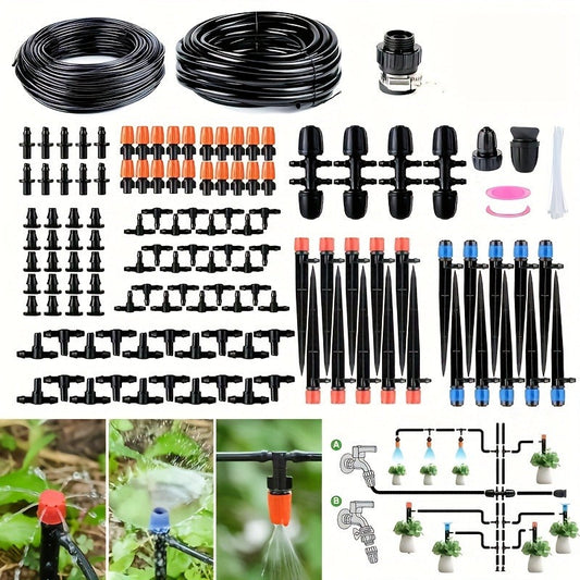 226FT Drip Irrigation Kit - Automatic Plant Watering System with Adjustable Nozzles for Garden & Greenhouse