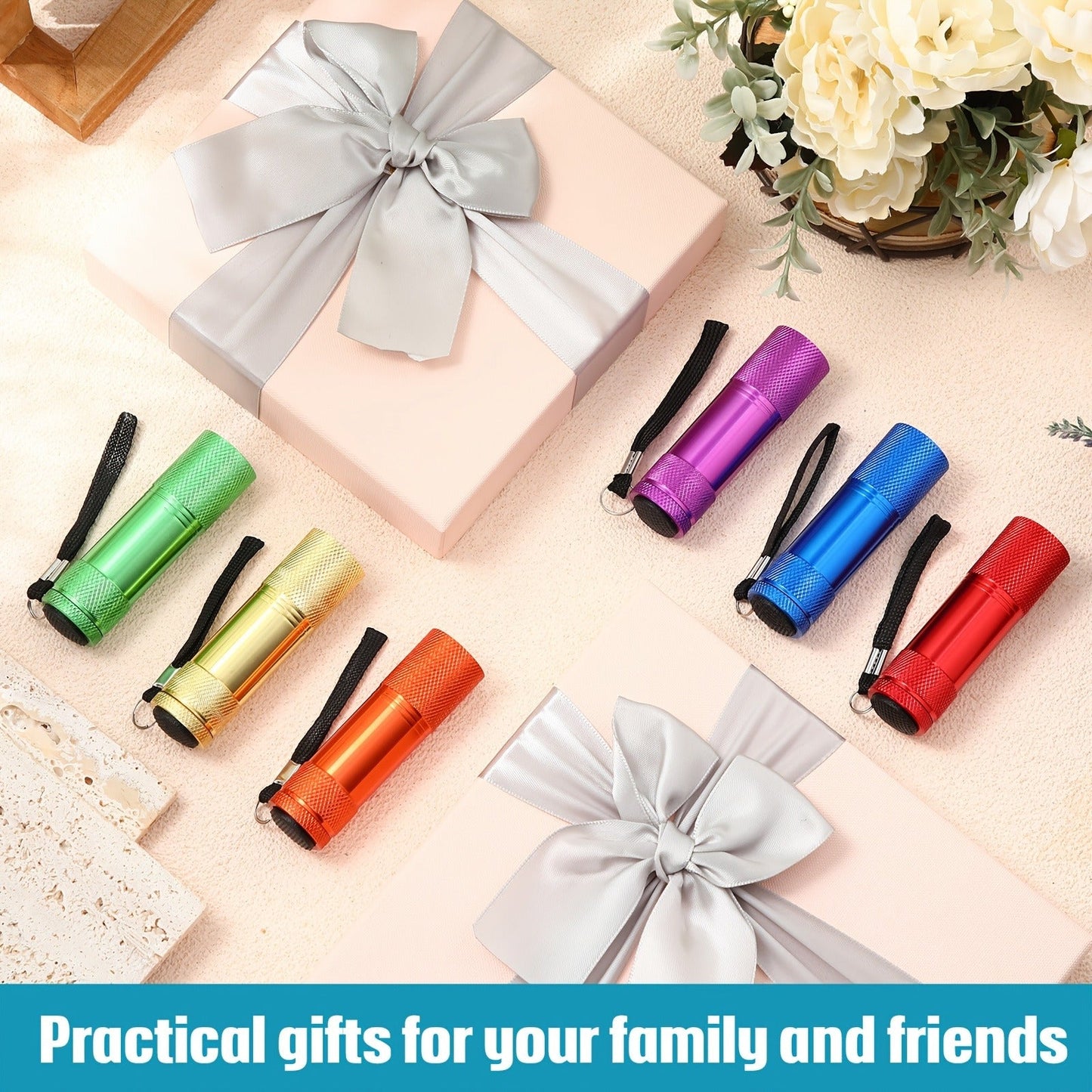 Flashlight 48-Piece Mini LED Bulk Set with Aluminum Bodies, Wrist Lanyards and Mixed Colors