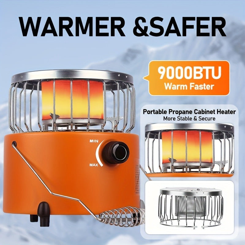 Portable Propane Heater Stove 2-in-1 Camping Gas Stove & Heater 3680-9000 BTU with Ignition, Stainless Steel