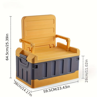 Camping Storage Box Chair with Folding 23.43-Inch Base, Raised Backrest and Five Color or Liner Options