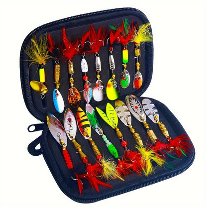 Metal Spoon Fishing Lures 16pcs – Spinner Bait Kit for Pike, Bass & Trout | Saltwater & Freshwater Artificial Lures with Tackle Storage Box
