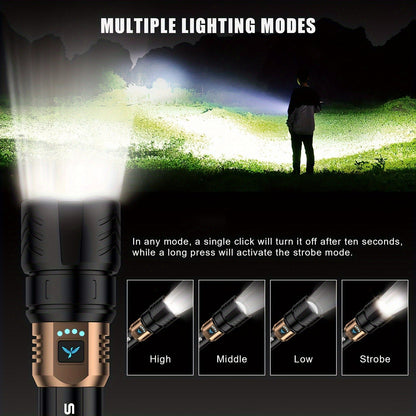Flashlight Zoomable Rechargeable Cycling Light with Four Modes and Seven Listed Kit Configurations