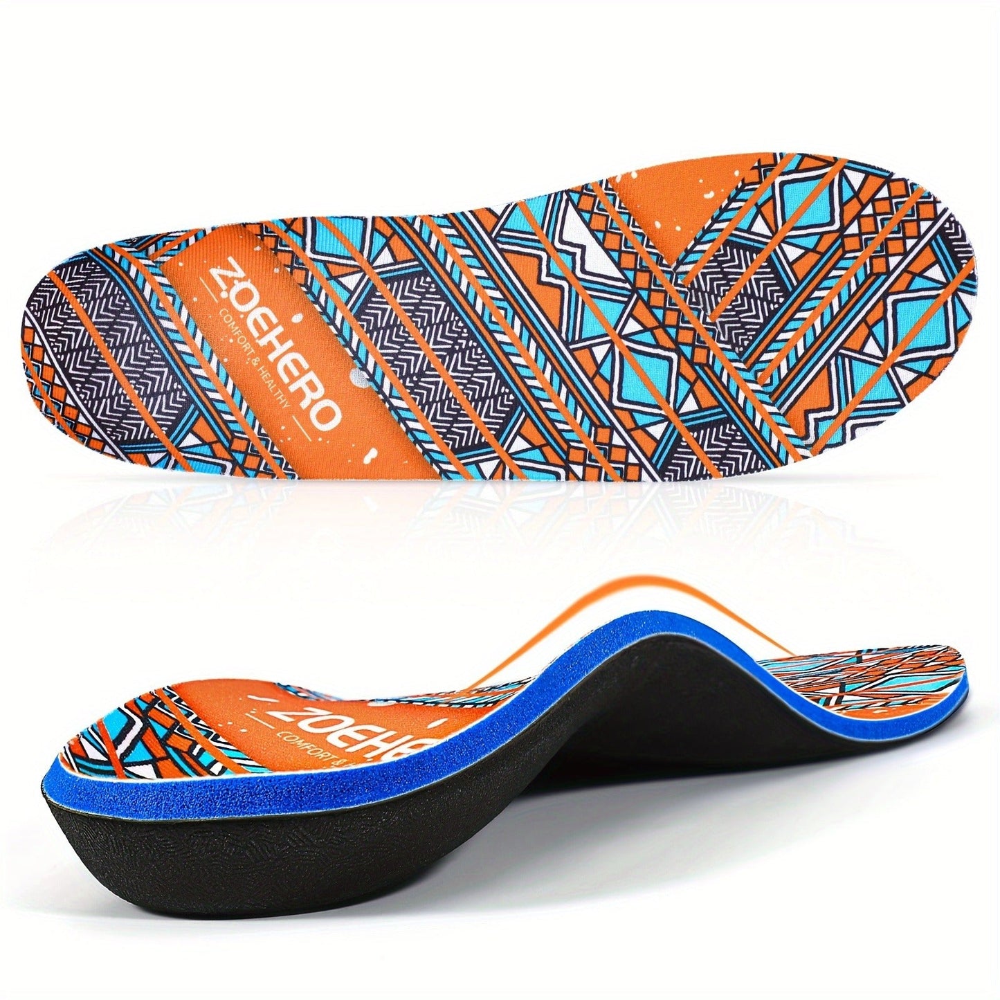 ZOEHERO Geometric Arch-Support Insoles with Deep Heel Cup and Ten Men's and Women's Size Options