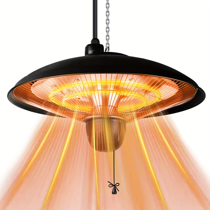 Infrared Patio Heater 1500W Ceiling Mount Electric Outdoor Heater with 3 Heat Settings 600W/900W/1500W, Hammer Tone Bronze Finish, Wall or Ceiling Mounted for Porch, Garage, Balcony & Pergola