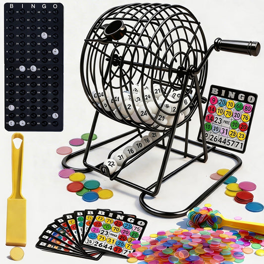 Bingo Cage Machine Set with Wand Manual Lottery Ball Spinner for Party Game Night Halloween Christmas