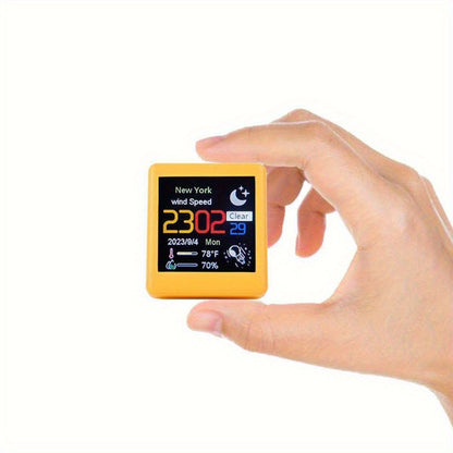 WiFi Weather Station Desktop Clock - Mini Smart Display Temperature Humidity Atmospheric Pressure Wind Speed GIF Animation