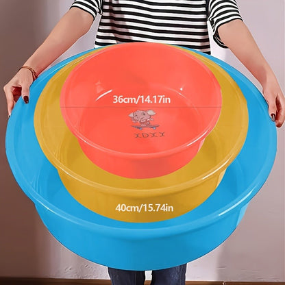 Plastic Wash Basin 12 Quart Stackable Round Tub - Portable Household Washing Bowl for Kitchen, Camping, Face Washing, Fruit & Vegetable Cleaning, Dish Washing & Bottle Rinsing, 4 Colors, Small to Oversized