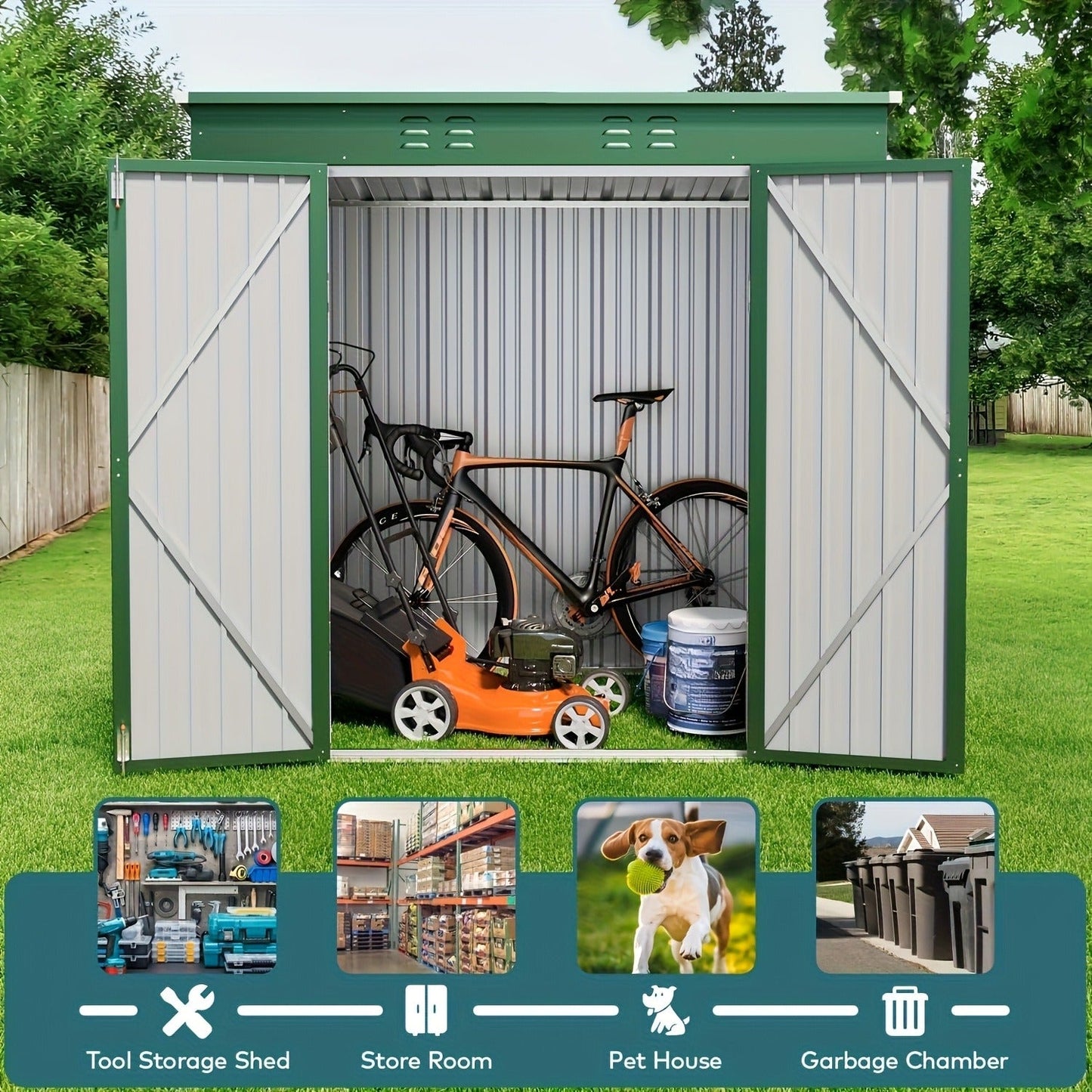 Metal Storage Shed Outdoor Garden Shed with Lockable Door – Weatherproof