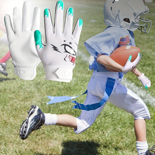 Sticky Grip Youth Football Receiver Gloves | Non-Slip Palm, Breathable Design for Boys & Girls – Hook-and-Loop Fit for Practice, Games & Youth Football Development (S/M/L)