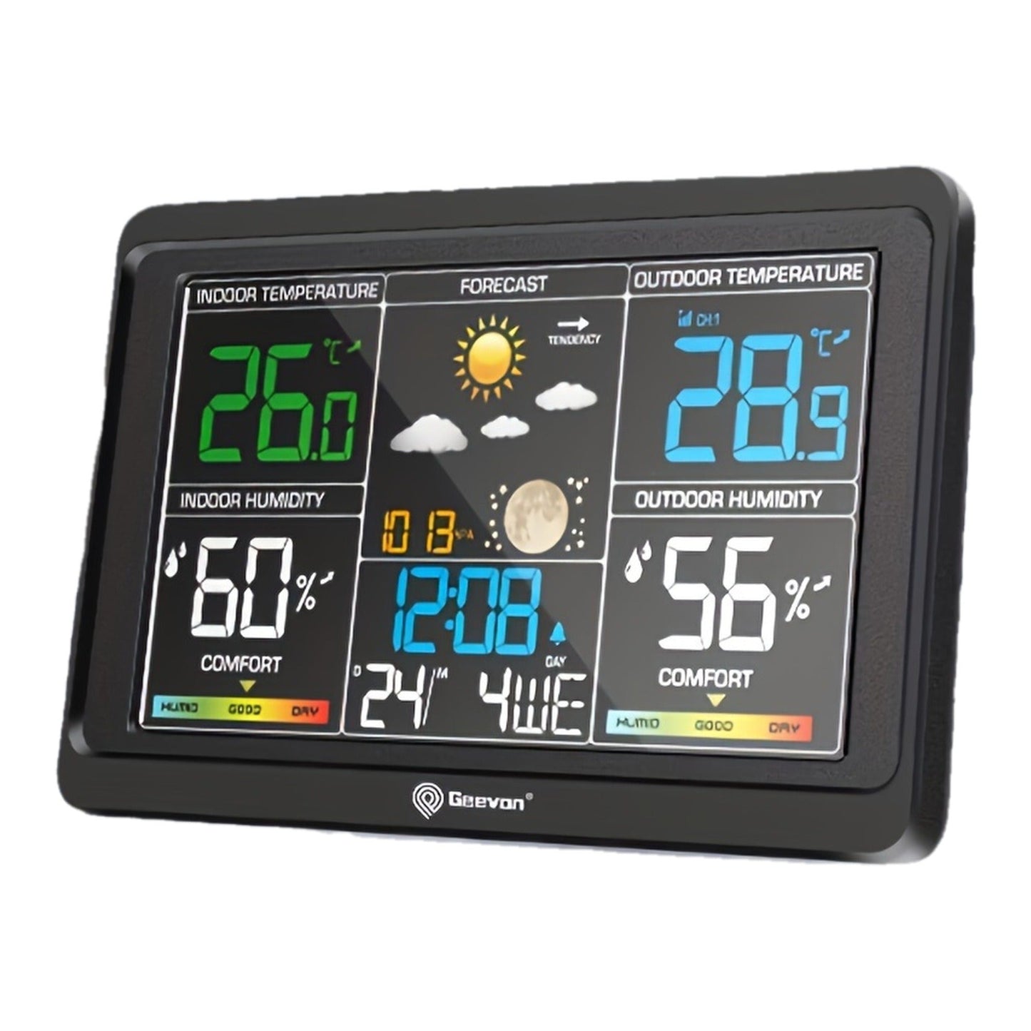 Wireless Indoor and Outdoor Weather Station with Color LCD, Remote Sensor, Barometer and Moon Phase