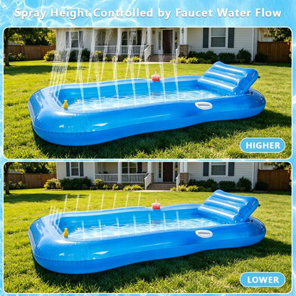 Pool Float Tanning Lounger, 74.8 x 45.2 Inches with Sprinkler Rim, Pillow, Cup Holder and Repair Patches