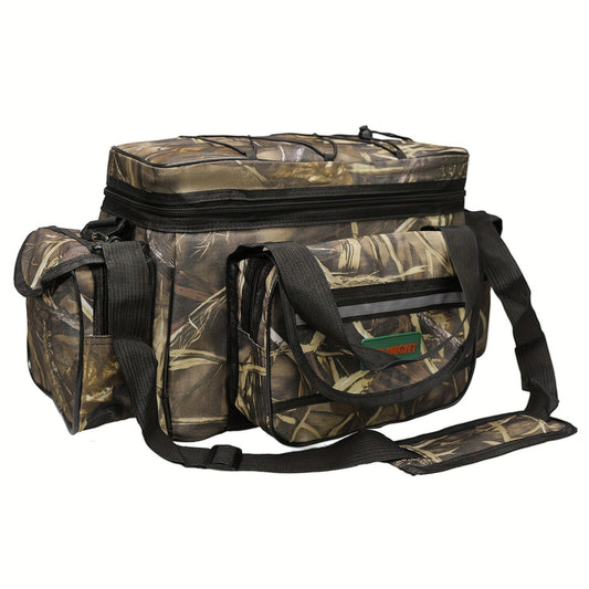 Fishing Tackle Bag Camo Durable Nylon Shoulder Carry Zipper Fishing Gear Storage Bag for Hiking Travel Outdoor Fishing Camouflage Multiple Colors