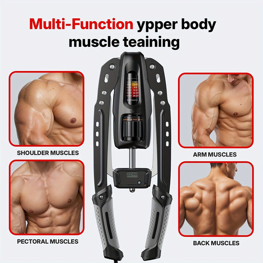 Fitness Equipment Hydraulic Chest Expander with Adjustable 10-200 kg Resistance and Digital Rep Counter