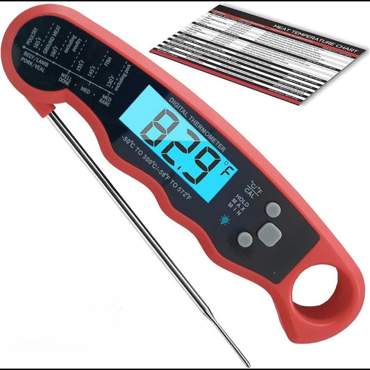 Meat Thermometer Instant Read - Digital Food Thermometer with Backlit Display for Cooking, BBQ, Grill & Oven, °C/°F Switch