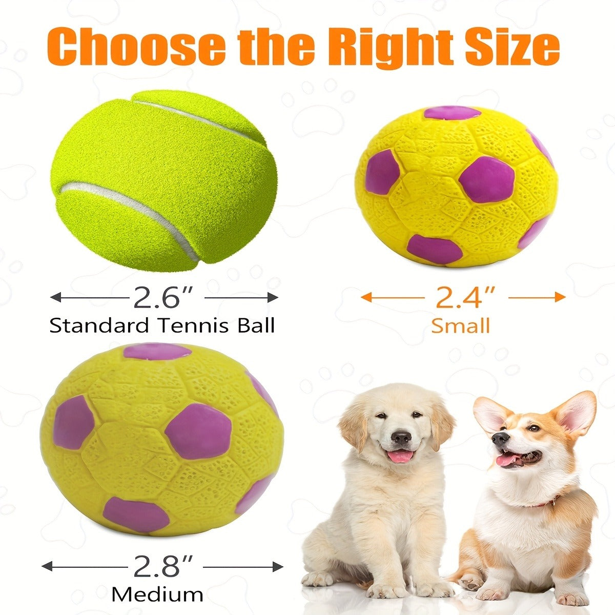 Dog Toy 4-Pack 2.8-Inch Latex Squeaky Sport Balls in Vibrant Colors for Puppies and Small Dogs