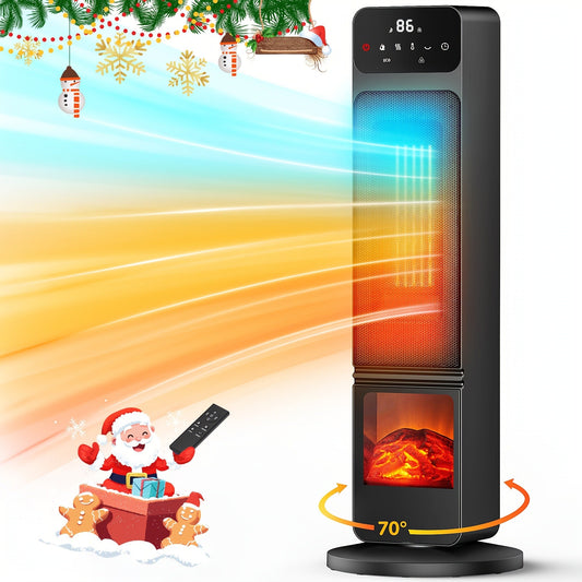 Electric Fireplace Space Heater 1500W – Portable Indoor Heater with 3D Flame Effect, 12H Timer, Heating & Fan Modes for Home & Office