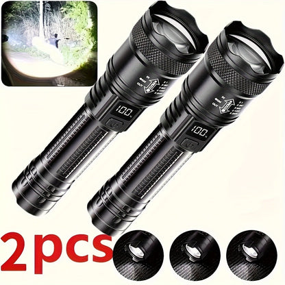 Flashlight 800-Lumen Zoomable Rechargeable Torch with 150m Range in 2, 4 or 8-Piece Packs for Outdoor Use