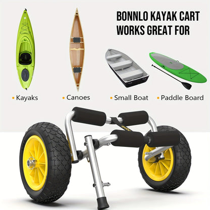 Kayak Cart Trolley Carrier Dolly – Canoe Paddle Board Boat Transport with 10-Inch Solid Wheels