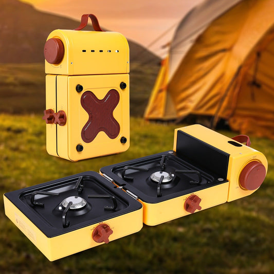 Portable Propane Stove 2-Burner 16000 BTU | Collapsible Camping Stove with Carrying Bag & Side Shelves | Adjustable Burners for Outdoor Cooking, Camping & Barbecue