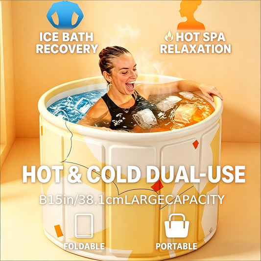 Thermal Insulated Bathtub Foldable Non-Inflatable for Adults – Hot & Cold Dual Use, Ice Bath Muscle Relief & Warm Soak, Space-Saving Home Spa Tub