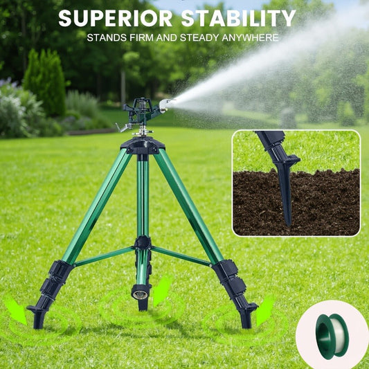 Impact Sprinkler Tripod 360° Zinc Head Lawn Yard Irrigation Flip Lock