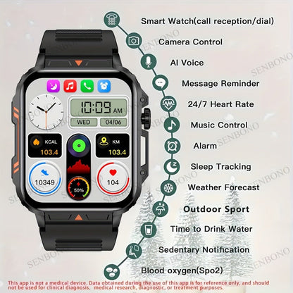 Smartwatch – with Wireless Calling – 1.95" HD Display, 100+ Sport Modes, IP68 Waterproof, Step & Calorie Tracker | SENBONO Men & Women