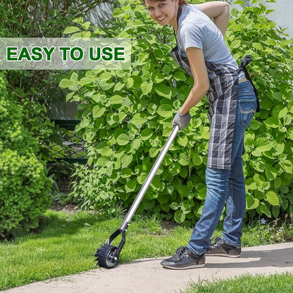 Manual Wheeled Lawn Edger with Rotary Cutting Wheel and Three- or Four-Section Adjustable Handle