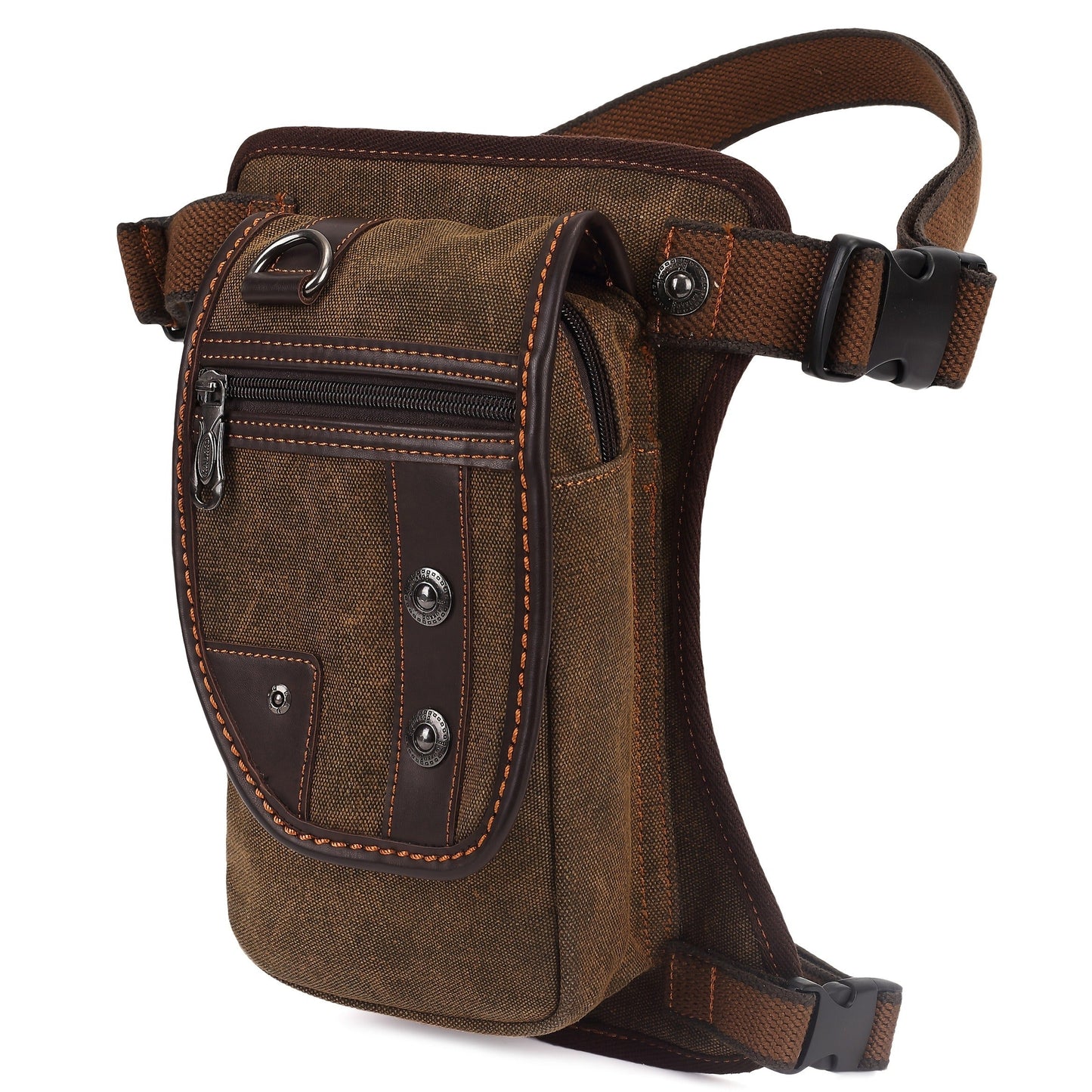 Sling Bag Vintage Brown Canvas Design with Adjustable Strap for Chest, Waist, Shoulder or Leg Carry