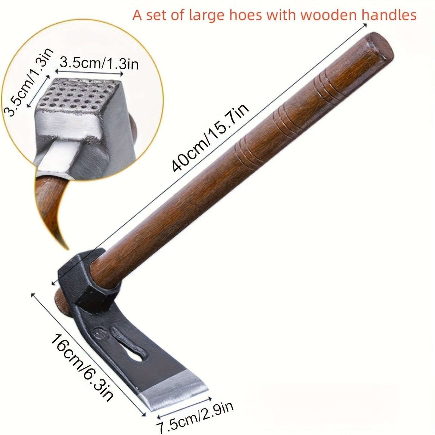 Garden Hoe Heavy Duty Carbon Steel Multi-Functional with Hammer Head for Nail Pulling High-Temp Quenched Blade for Soil Cultivation Planting Weeding