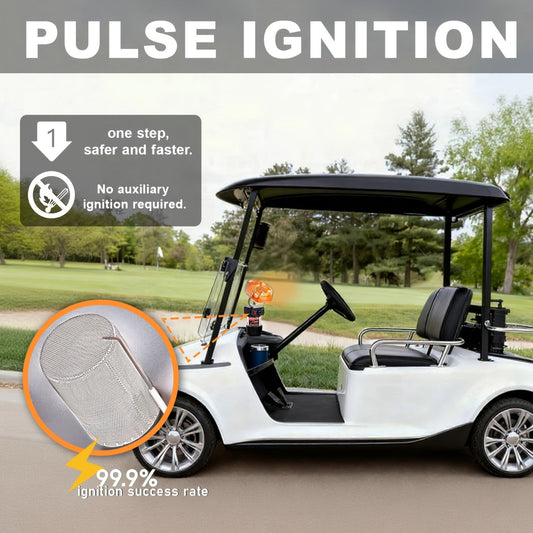 Golf Cart Heater 8520 BTU Portable Propane Catalytic Burner with Cup Holder Mount, Pulse Ignition, Wind-Resistant Low-Emission Design for EZGO, Yamaha, Club Car, UTV, Camping & Ice Fishing
