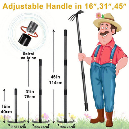 Garden Cultivator Hoe 2-in-1 60 Inch Long Handle Steel Tiller Blade & 3-Prong Cultivator Head for Weeding Tilling Loosening Soil Planting Lightweight
