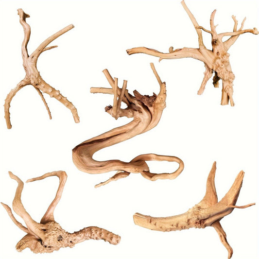Natural Driftwood for Aquarium Reptile Terrarium – 5-Pack Assorted Branches Decoration for Freshwater & Saltwater Fish Tanks, Reptile Habitats, Spider Enclosures & Shrimp Tanks
