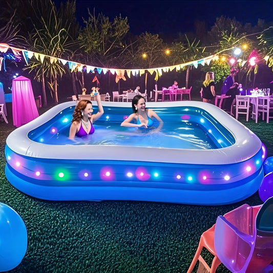 Inflatable Swimming Pool Glow Night Light PVC Reinforced Thickened Fast Setup Outdoor Backyard Party Pool for Adults Kids Family
