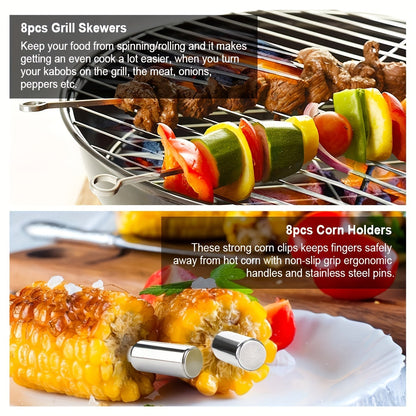 Thirty-Six-Piece BBQ Grill Tool Kit with Carry Case, Two Grill Mats, Heat Glove and Cooking Utensils