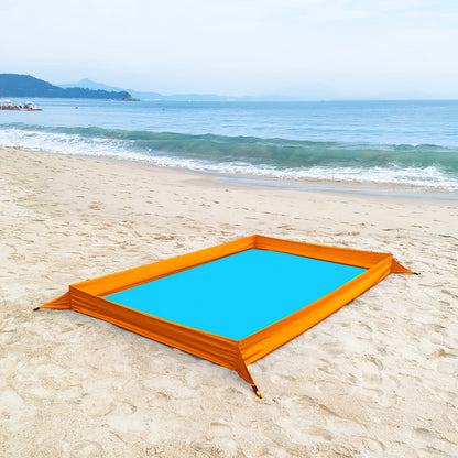 Beach Blanket with Sand Walls Fence Sandproof Waterproof 55x86in with 4 Stakes & Carry Bag for Family Picnic Camping Park Travel – 6 Printed Styles