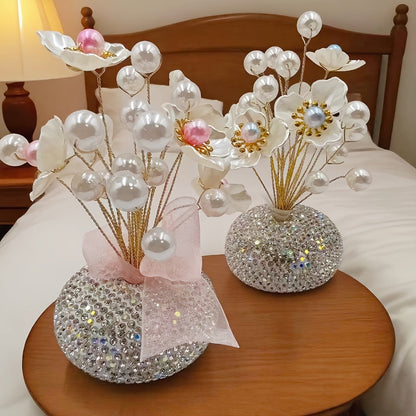 Crystal-Style Flower Decorations for Car Console or Home Display in Six Piece-Count and Color Styles