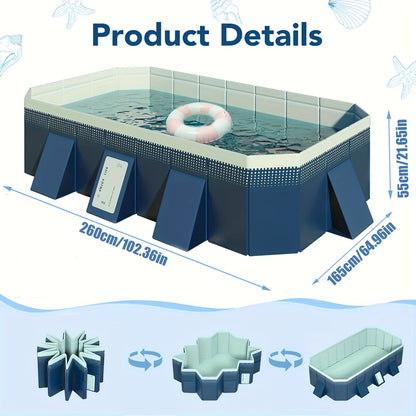 Inflatable Swimming Pool for Adults & Family – 102" Large Backyard Above Ground Pool