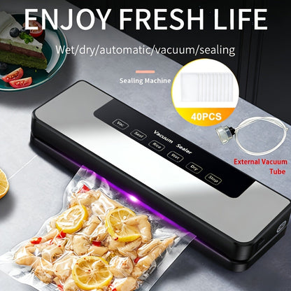 65KPa Countertop Vacuum Sealer with Wet and Dry Modes, External Hose, 40 Bags and 30cm Sealing Width
